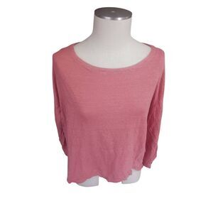 Adrienne Vittadini 100% linen long sleeve cruise beach pink